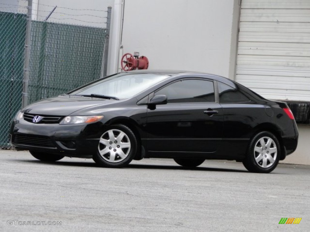 2007 Civic LX Coupe - Nighthawk Black Pearl / Gray photo #2