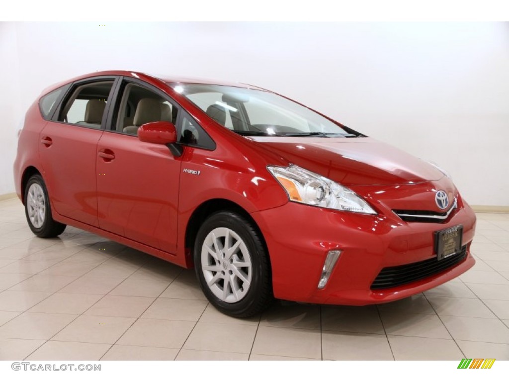 2012 Prius v Five Hybrid - Barcelona Red Metallic / Bisque photo #1