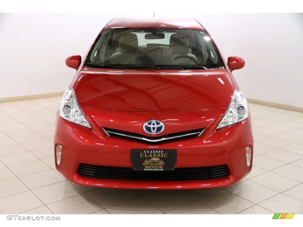 2012 Prius v Five Hybrid - Barcelona Red Metallic / Bisque photo #2