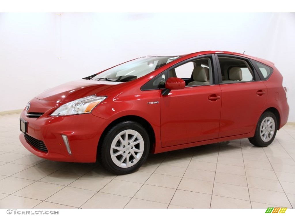 2012 Prius v Five Hybrid - Barcelona Red Metallic / Bisque photo #3