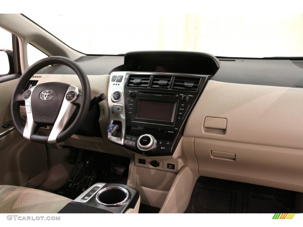 2012 Prius v Five Hybrid - Barcelona Red Metallic / Bisque photo #29