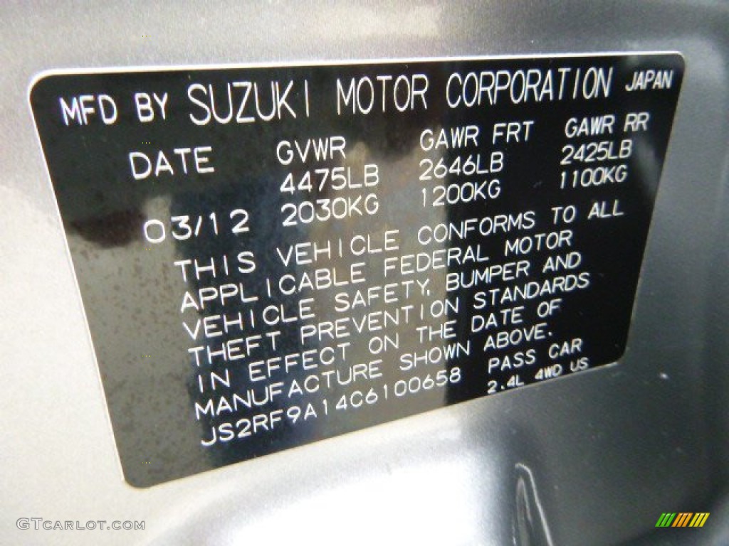 2012 Kizashi S AWD - Platinum Silver Metallic / Black photo #24
