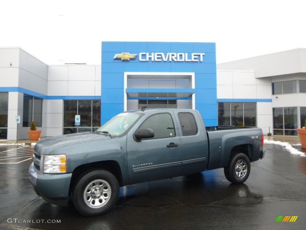 2011 Silverado 1500 LS Extended Cab 4x4 - Blue Granite Metallic / Dark Titanium photo #1