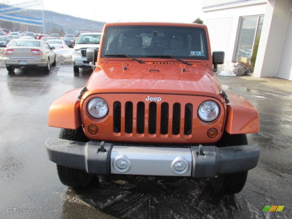 2010 Wrangler Unlimited Sahara 4x4 - Mango Tango Pearl / Dark Slate Gray/Medium Slate Gray photo #4