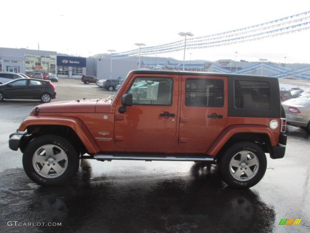 2010 Wrangler Unlimited Sahara 4x4 - Mango Tango Pearl / Dark Slate Gray/Medium Slate Gray photo #6