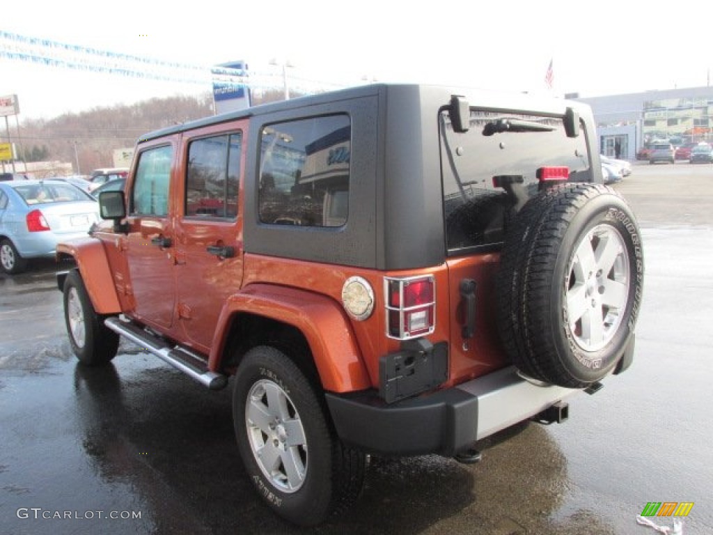2010 Wrangler Unlimited Sahara 4x4 - Mango Tango Pearl / Dark Slate Gray/Medium Slate Gray photo #7