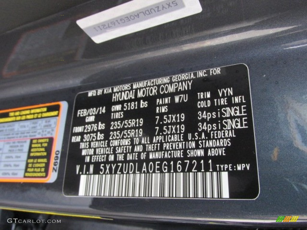 2014 Santa Fe Sport Color Code W7U for Marlin Blue Photo #90775569