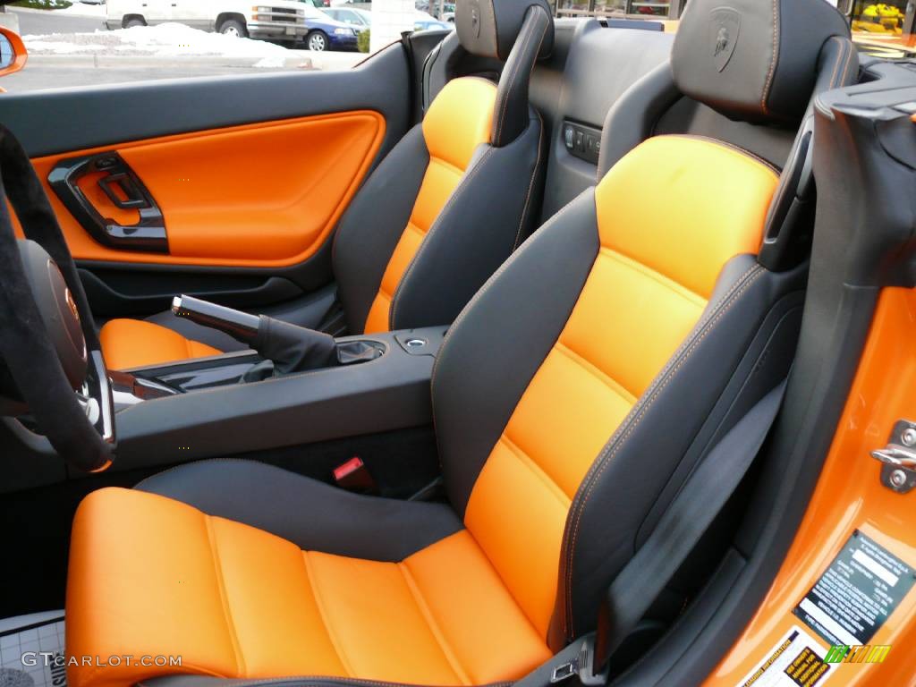 Nero Perseus/Arancio Leonis Interior 2008 Lamborghini Gallardo Spyder Photo #907793