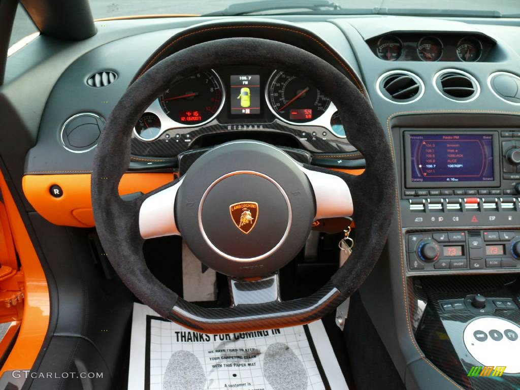 2008 Lamborghini Gallardo Spyder Nero Perseus/Arancio Leonis Steering Wheel Photo #907803