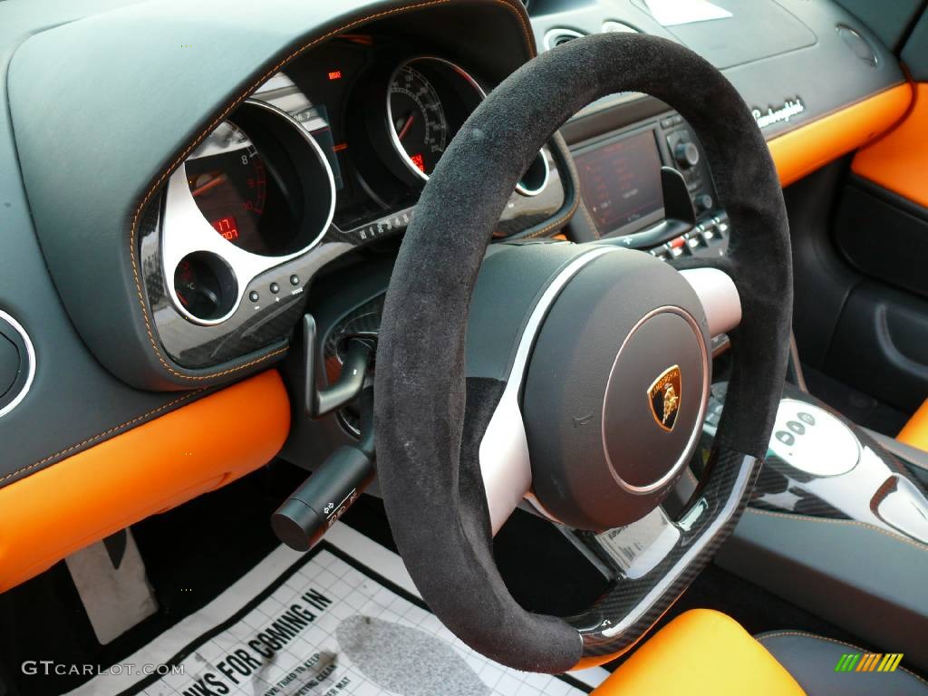 Nero Perseus/Arancio Leonis Interior 2008 Lamborghini Gallardo Spyder Photo #907828