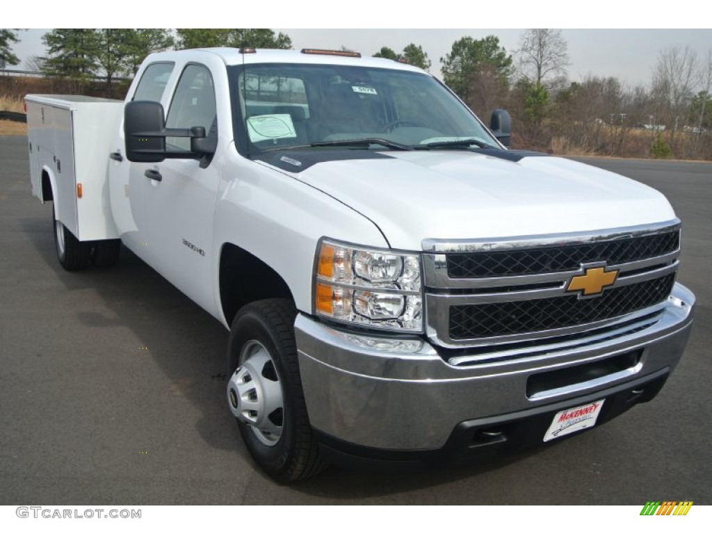 2014 Silverado 3500HD WT Crew Cab Utility Truck - Summit White / Dark Titanium photo #1