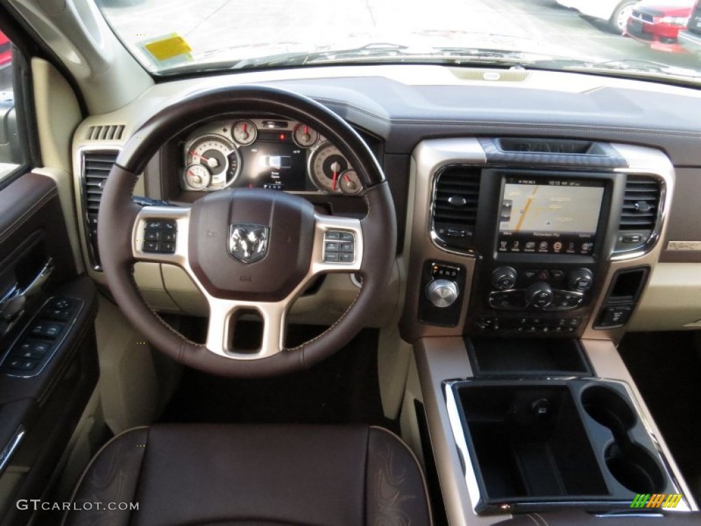2014 Ram 1500 Laramie Longhorn Crew Cab Longhorn Canyon Brown/Light Frost Dashboard Photo #90794583