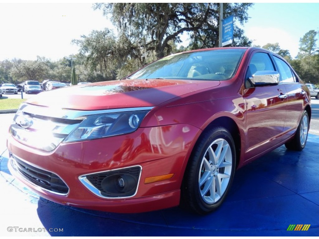 2012 Fusion SEL V6 - Red Candy Metallic / Medium Light Stone photo #1