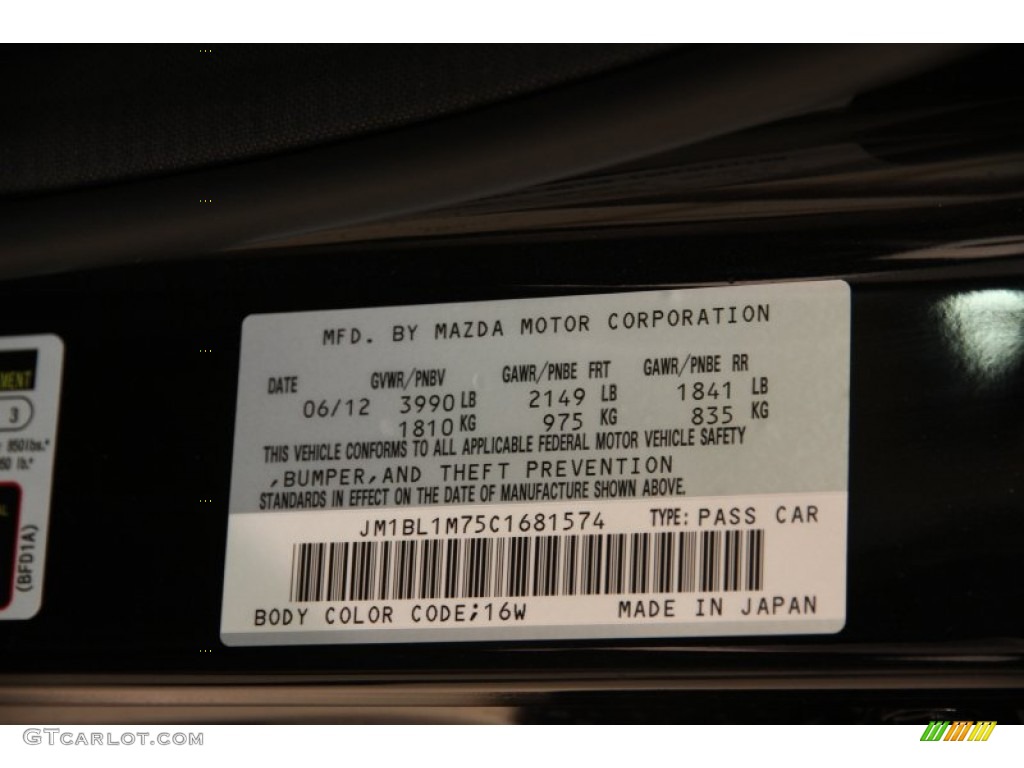 2012 Mazda MAZDA3 i Grand Touring 5 Door Color Code Photos