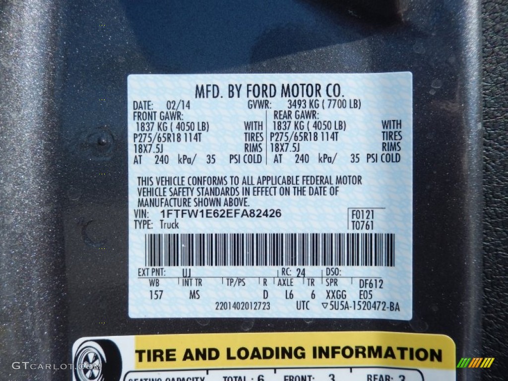 2014 F150 Color Code UJ for Sterling Grey Photo #90801053