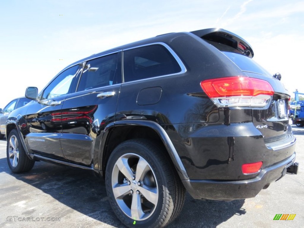 2014 Grand Cherokee Overland 4x4 - Brilliant Black Crystal Pearl / Overland Vesuvio Indigo Blue/Jeep Brown photo #2