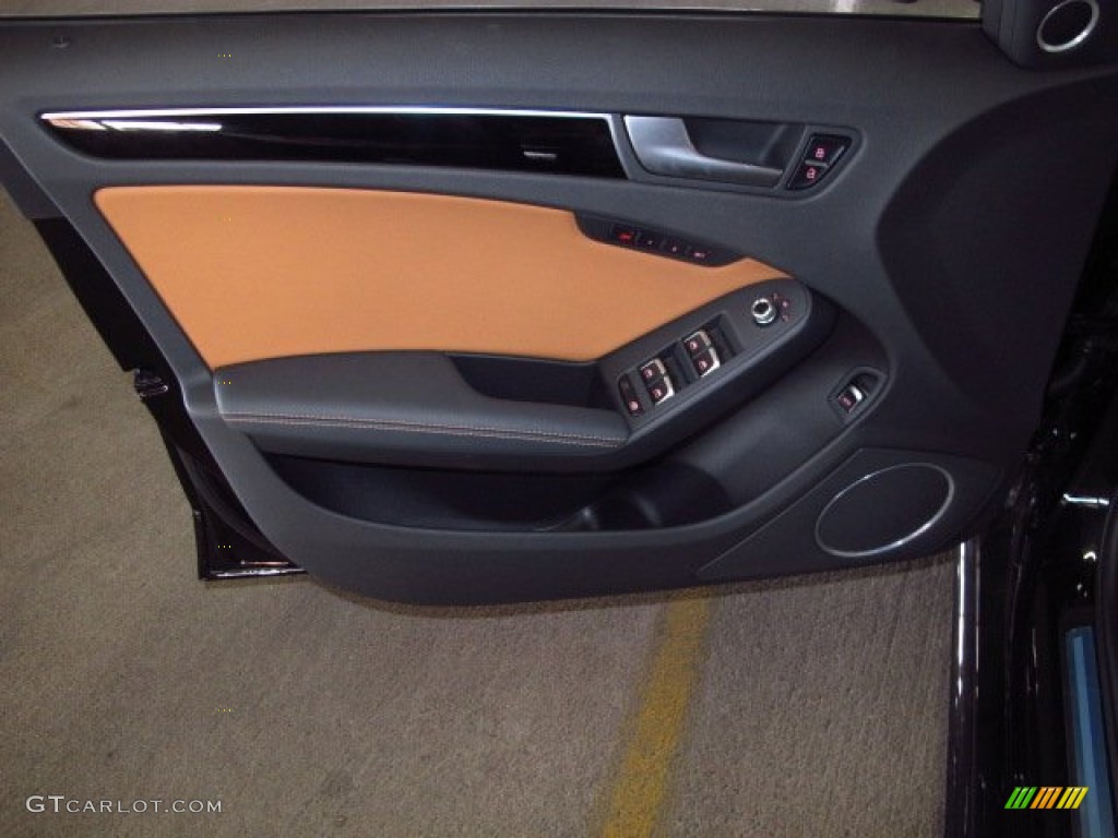 2014 Audi A4 2.0T quattro Sedan Cognac/Black Door Panel Photo #90803214