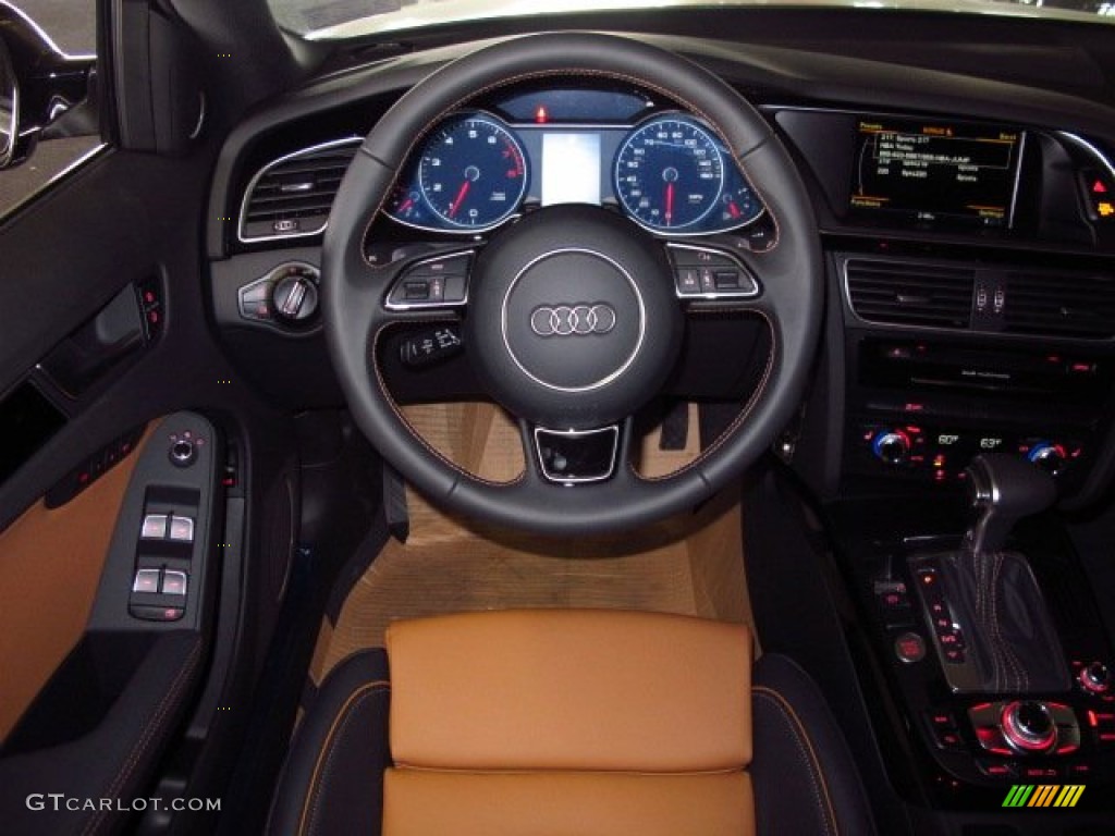 2014 Audi A4 2.0T quattro Sedan Cognac/Black Steering Wheel Photo #90803274