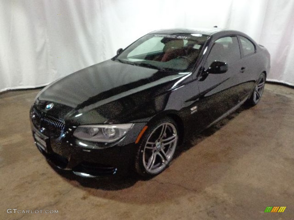 2011 3 Series 335is Coupe - Black Sapphire Metallic / Coral Red/Black Dakota Leather photo #5