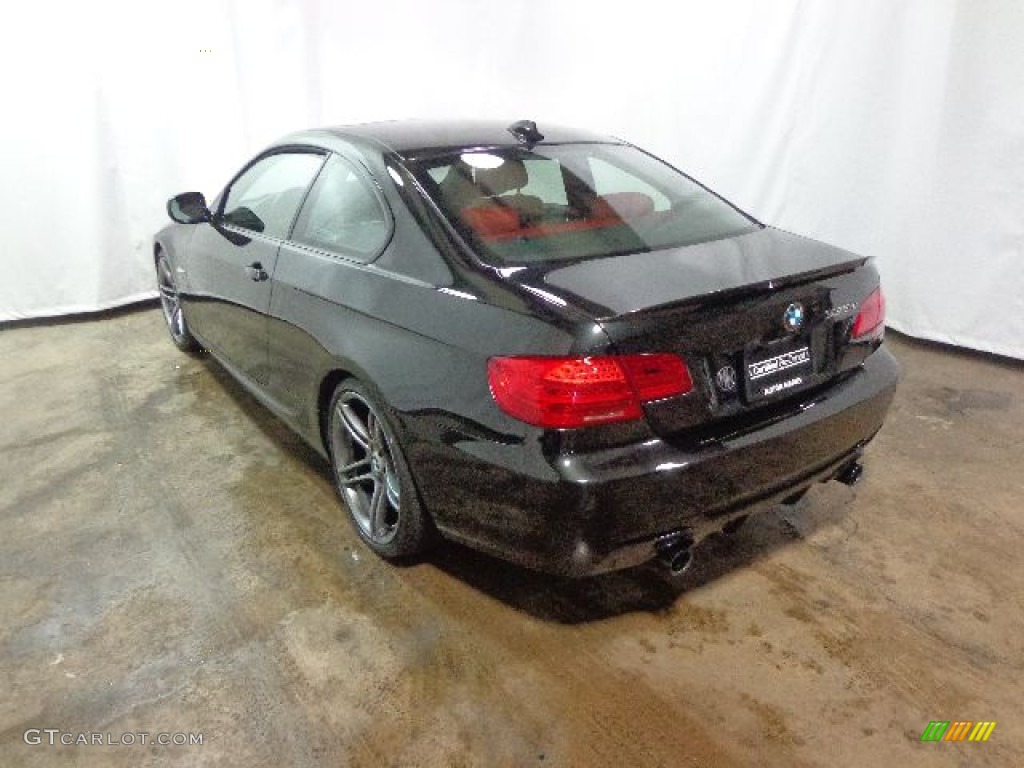 2011 3 Series 335is Coupe - Black Sapphire Metallic / Coral Red/Black Dakota Leather photo #8