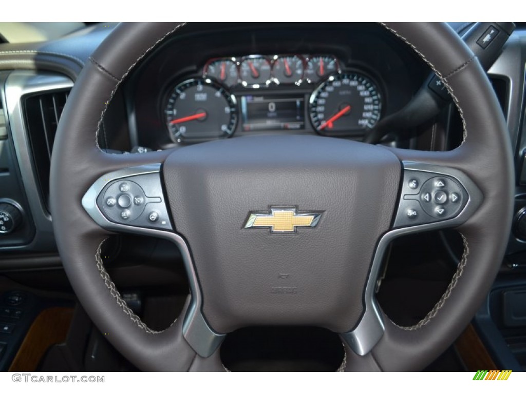 2014 Chevrolet Silverado 1500 LTZ Crew Cab Cocoa/Dune Steering Wheel Photo #90833509