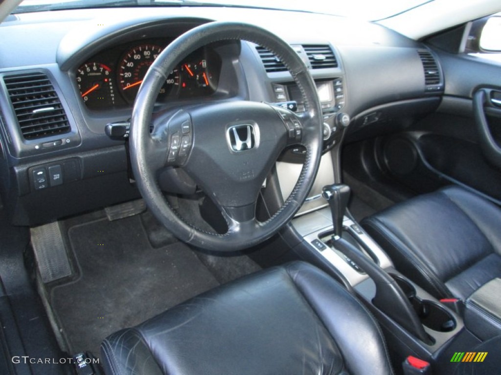Black Interior 2005 Honda Accord EX V6 Coupe Photo #90835195
