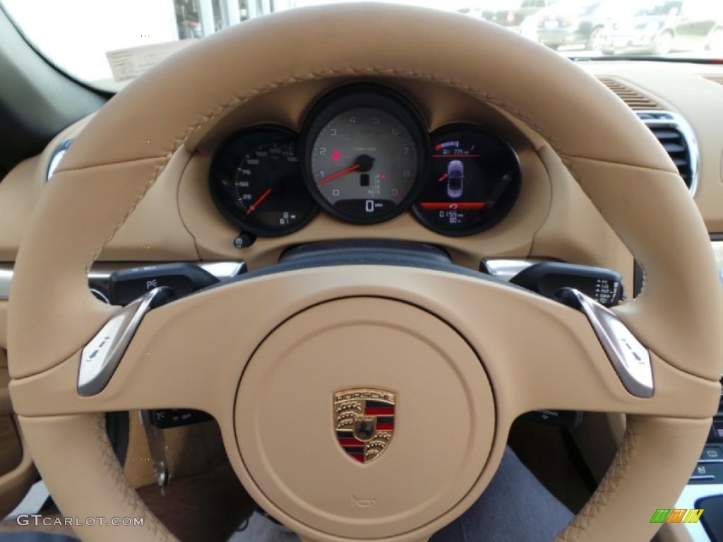 2014 Porsche Boxster S Luxor Beige Steering Wheel Photo #90837517