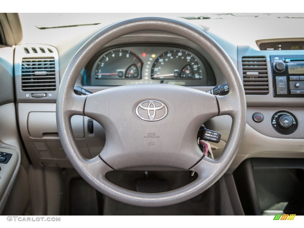 2003 Toyota Camry LE V6 Taupe Steering Wheel Photo #90837925