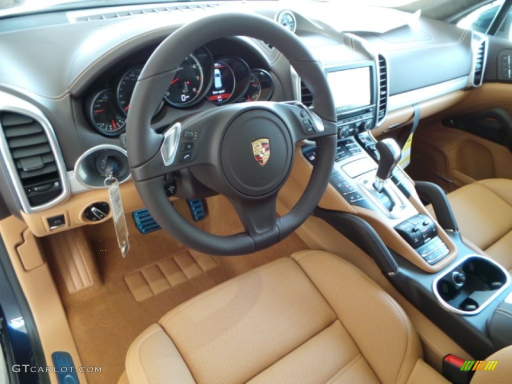 Espresso/Cognac Natural Leather Interior 2014 Porsche Cayenne Turbo Photo #90839566