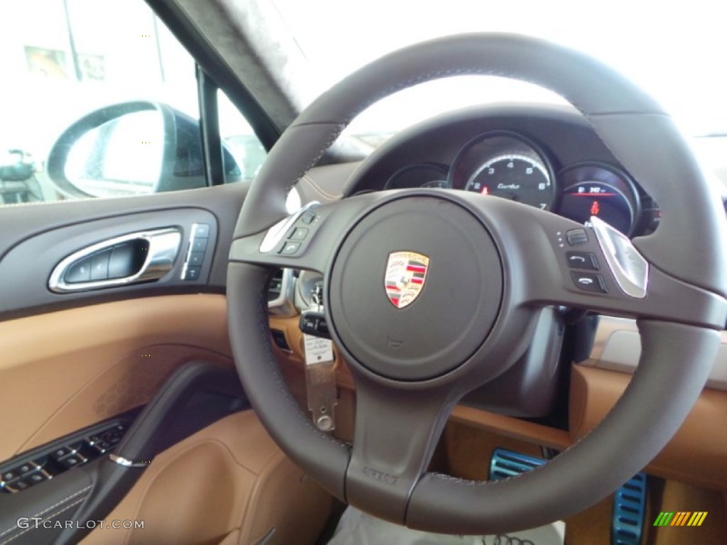 2014 Porsche Cayenne Turbo Espresso/Cognac Natural Leather Steering Wheel Photo #90839884