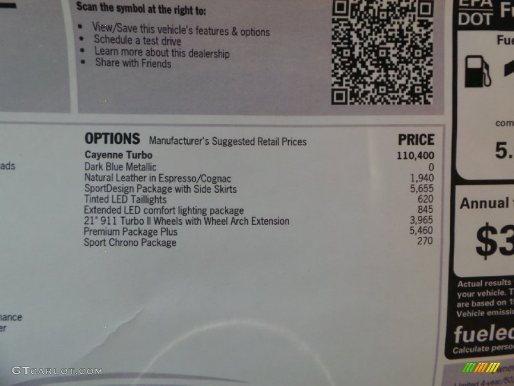 2014 Porsche Cayenne Turbo Window Sticker Photo #90839989