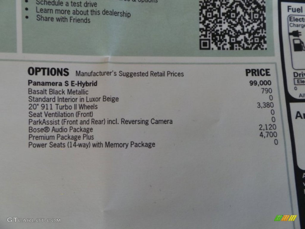 2014 Porsche Panamera S E-Hybrid Window Sticker Photo #90841273