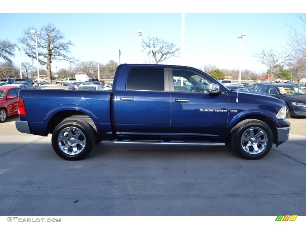 2012 Ram 1500 Laramie Crew Cab 4x4 - True Blue Pearl / Dark Slate Gray photo #6