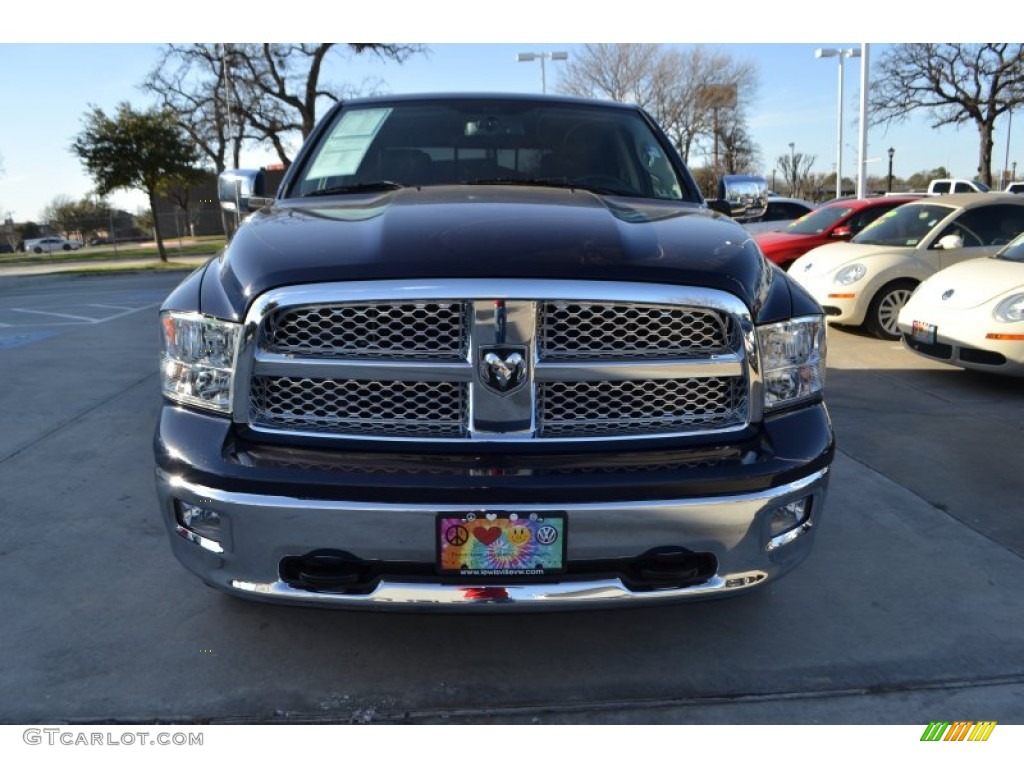 2012 Ram 1500 Laramie Crew Cab 4x4 - True Blue Pearl / Dark Slate Gray photo #8