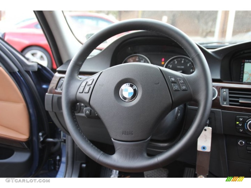 2011 BMW 3 Series 328i xDrive Sedan Saddle Brown Dakota Leather Steering Wheel Photo #90863198