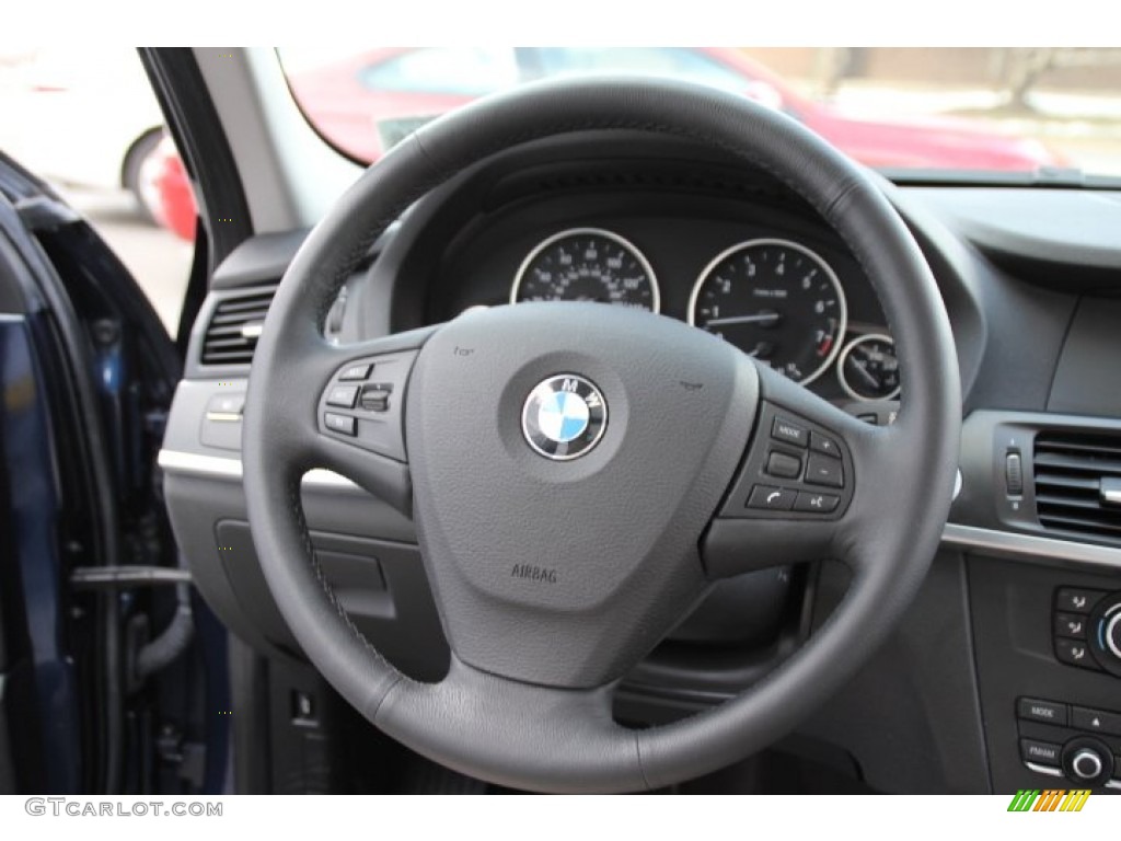 2011 BMW X3 xDrive 28i Oyster Nevada Leather Steering Wheel Photo #90863777