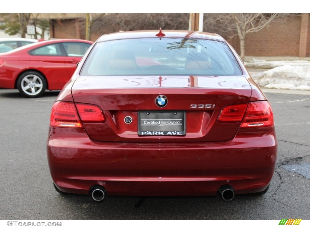 2012 3 Series 335i Coupe - Vermilion Red Metallic / Saddle Brown photo #4
