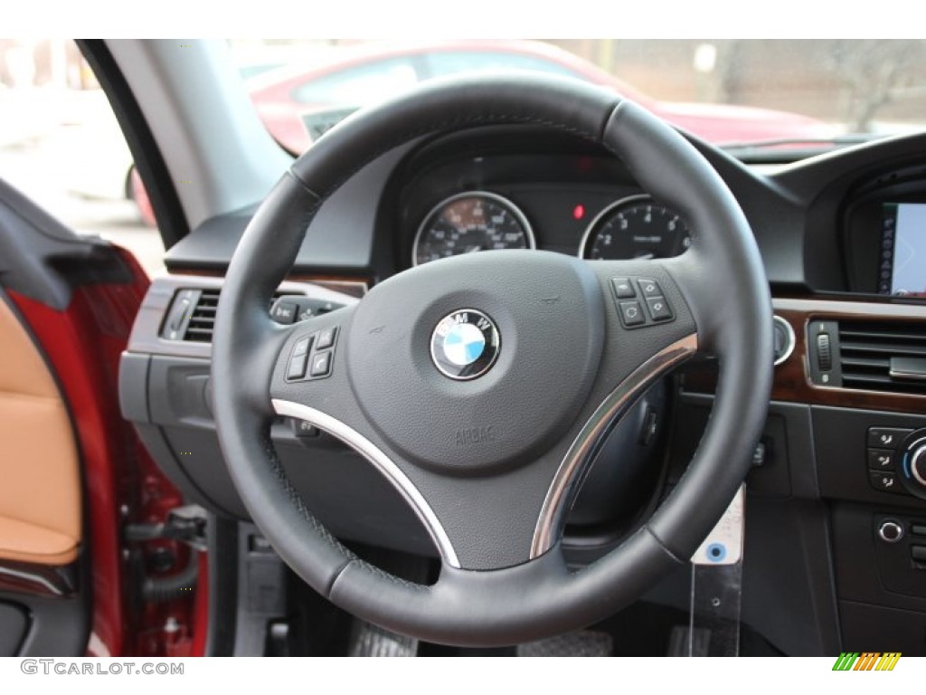 2012 BMW 3 Series 335i Coupe Saddle Brown Steering Wheel Photo #90864388