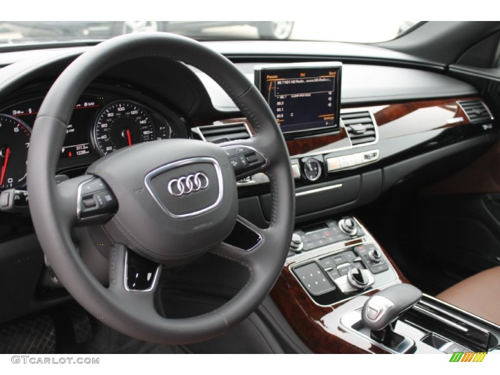 2013 Audi A8 L 4.0T quattro Nougat Brown Dashboard Photo #90874235