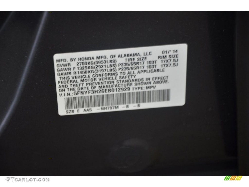 2014 Pilot LX - Modern Steel Metallic / Gray photo #31