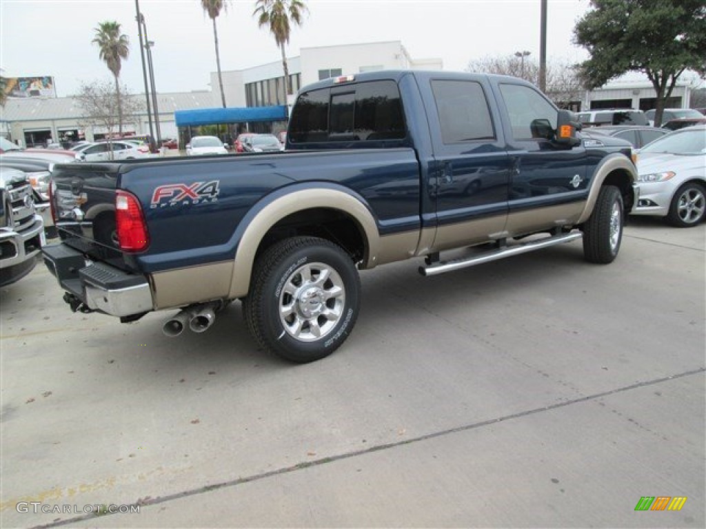 2014 F250 Super Duty Lariat Crew Cab 4x4 - Blue Jeans Metallic / Adobe photo #6