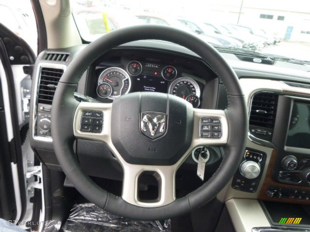 2014 Ram 1500 Laramie Crew Cab 4x4 Black Steering Wheel Photo #90898975