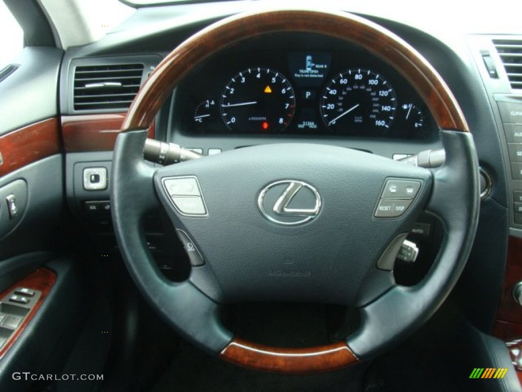 2011 Lexus LS 460 L AWD Black Steering Wheel Photo #90900865