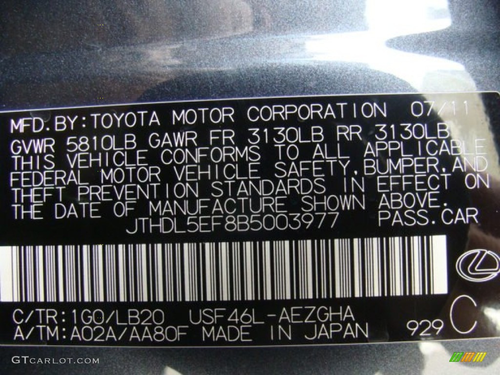 2011 LS Color Code 1G0 for Smoky Granite Mica Photo #90901102