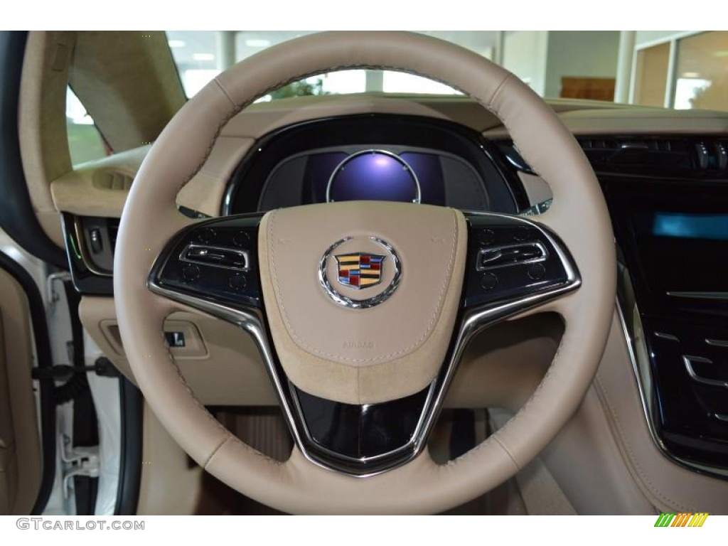 2014 Cadillac ELR Saks Fifth Avenue Special Edition Light Cashmere/Medium Cashmere Steering Wheel Photo #90913318