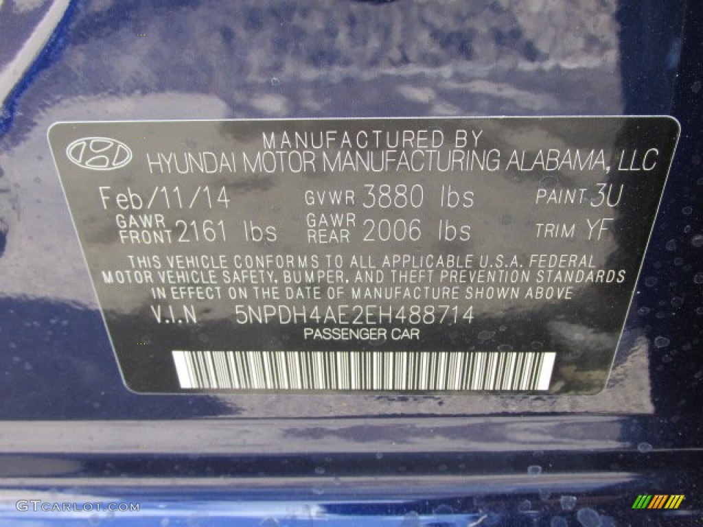 2014 Elantra SE Sedan - Blue / Beige photo #15