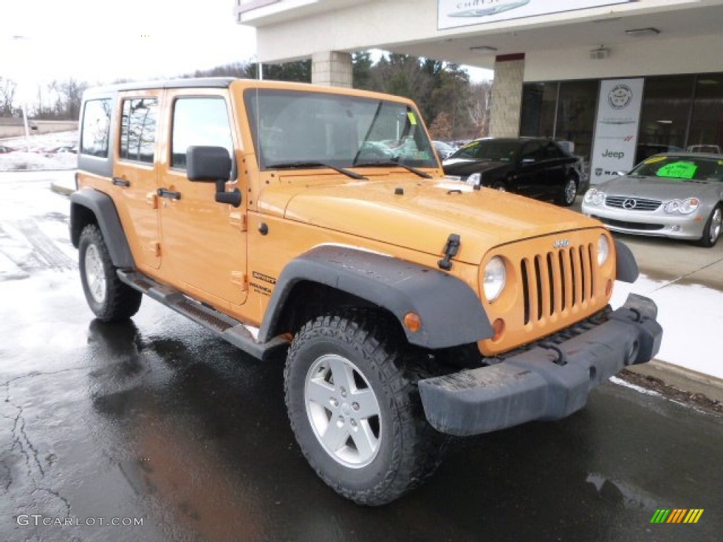 2012 Wrangler Unlimited Sport 4x4 - Dozer Yellow / Black photo #2