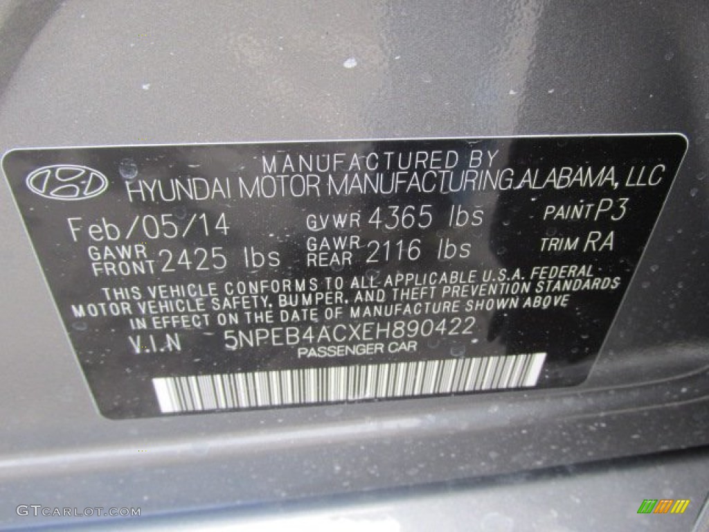 2014 Sonata GLS - Harbor Gray Metallic / Gray photo #15