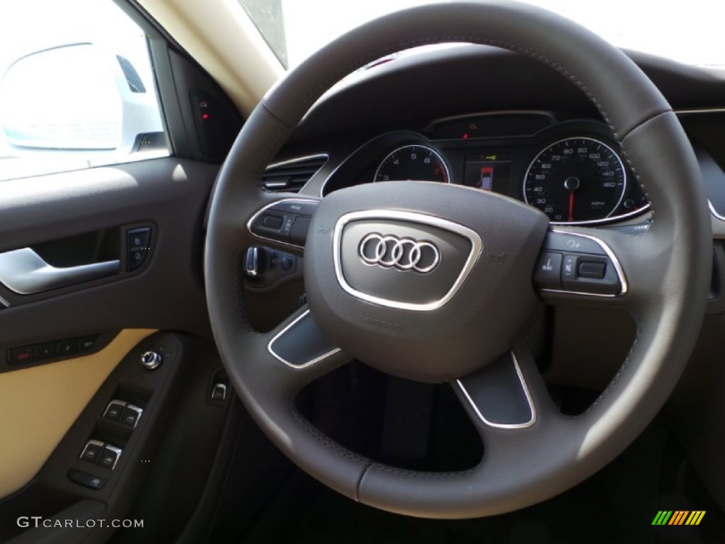 2014 Audi allroad Premium plus quattro Velvet Beige/Moor Brown Steering Wheel Photo #90929875