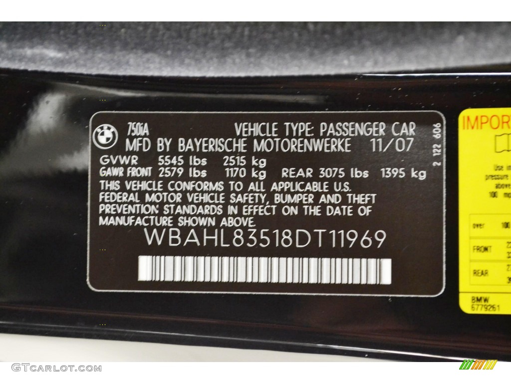 2008 7 Series 750i Sedan - Jet Black / Black photo #11